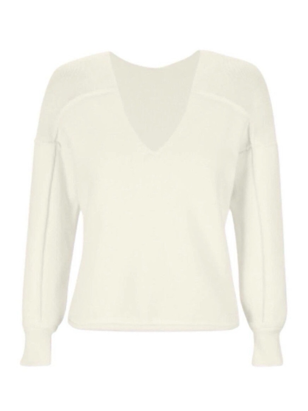 CAbi Cream V-Neck Sweater Top